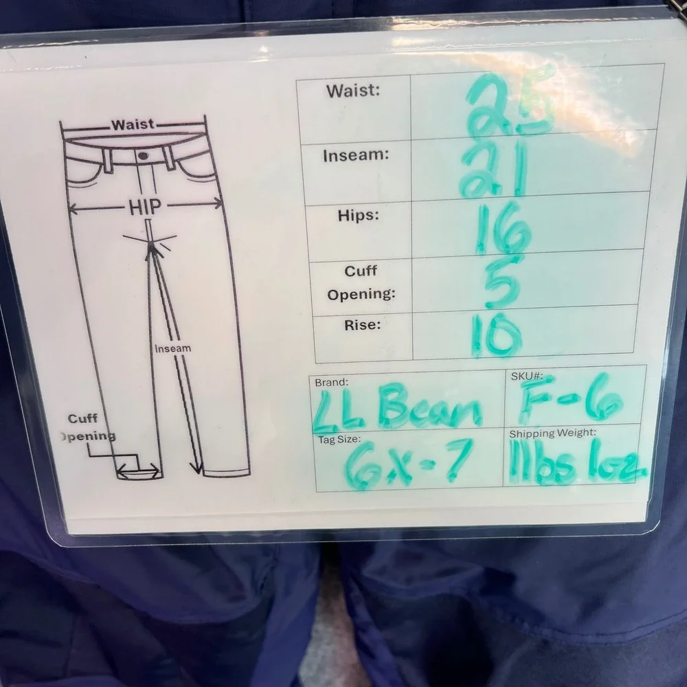 LL Bean‎ Snow Pants Kids Size 6X-7 Navy Blue Thinsulate Insulated Skiing Winter